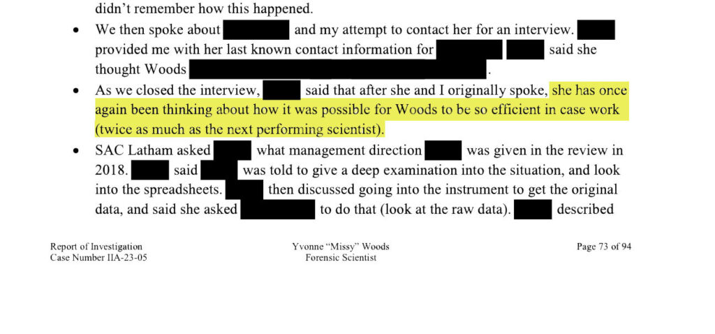 Screenshot from a CBI internal investigation.